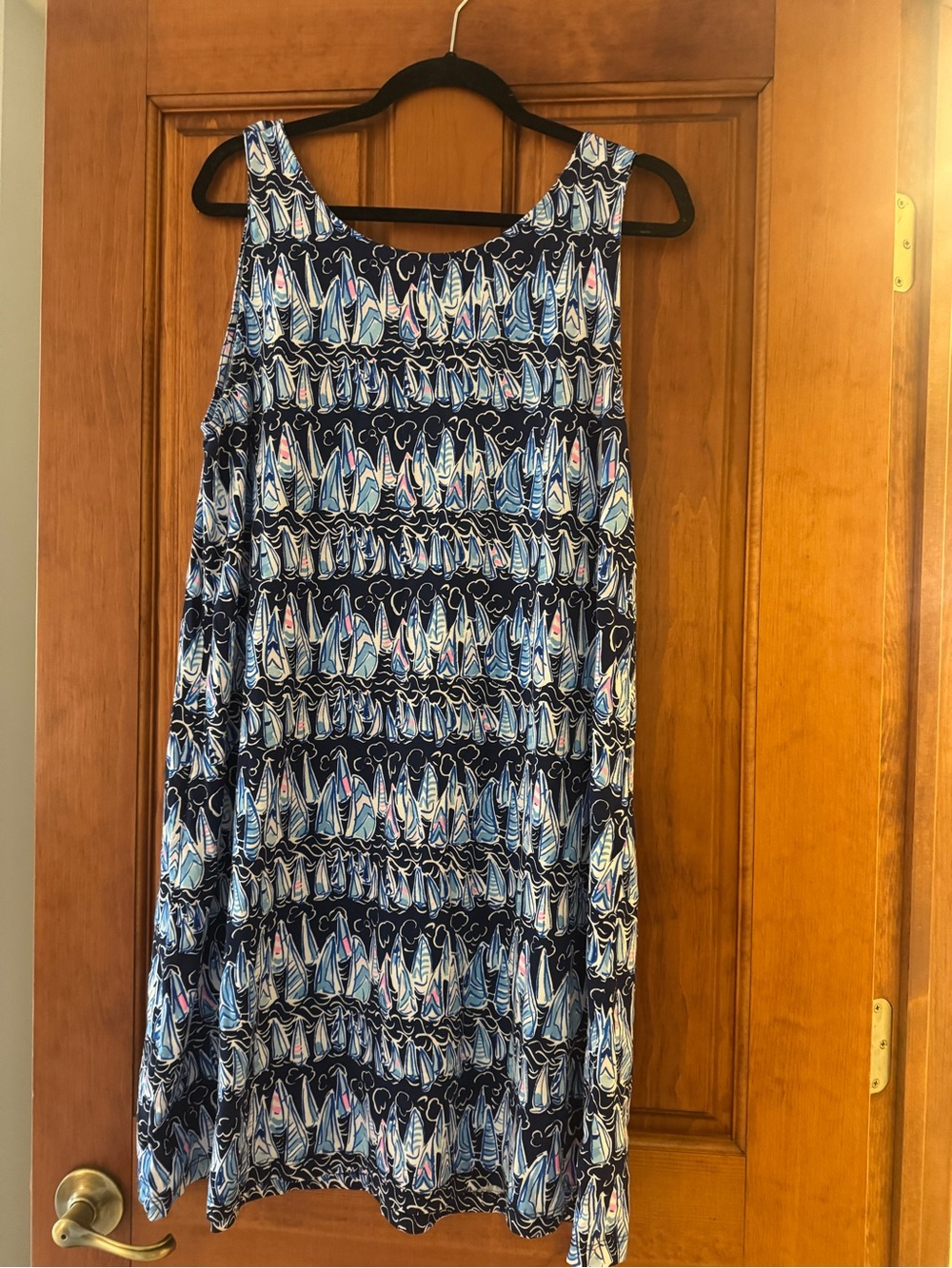 Lilly Pulitzer Navy and Light Blue Sailboat Print Sleeveless Mini Dress